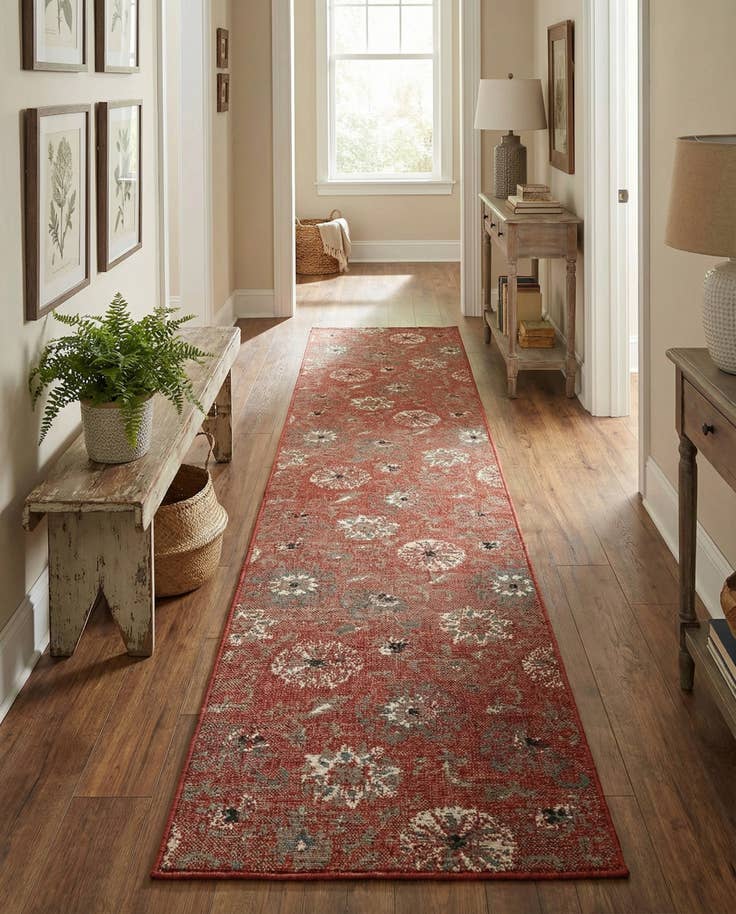 Detail image of 2' 7 x 12' Easy-Clean Botanical Indoor / Outdoor Runner Rug