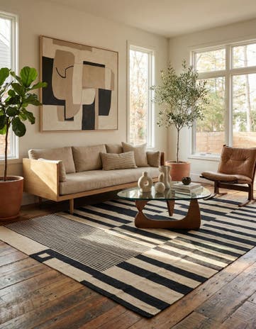 5' 2 x 6' 10 Hand Woven Kilim Modern Wool Rug