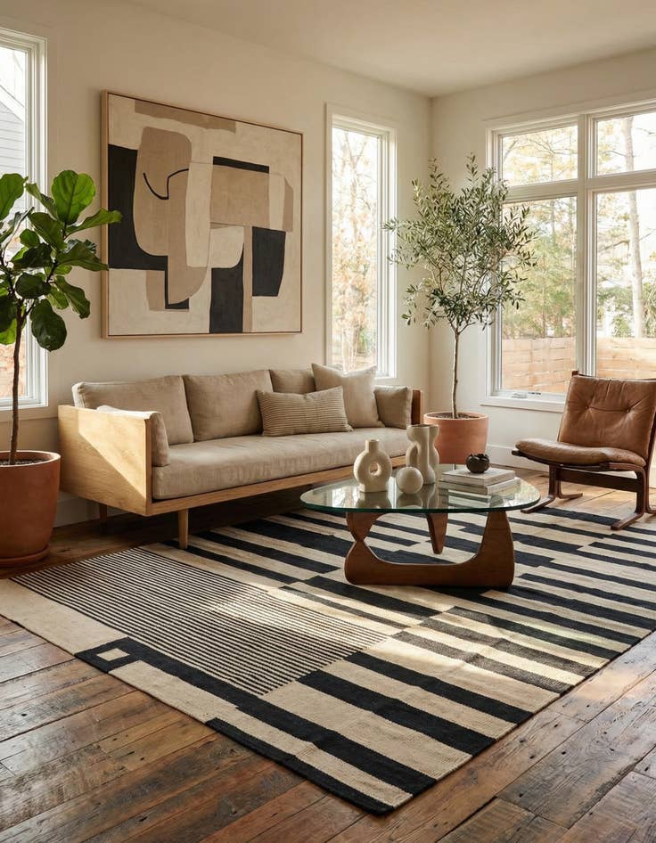 Detail image of 5' 2 x 6' 10  Hand Woven Kilim Modern Wool Rug