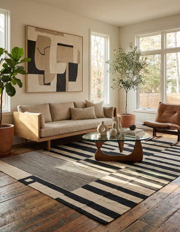 5' 2 x 6' 10 Hand Woven Kilim Modern Wool Rug