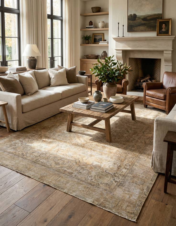 Detail image of 7' 10 x 11'  Hand Knotted Ultra Vintage Persian Wool Rug