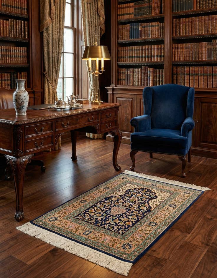 Detail image of 2' 3 x 3' 2 Hereke Silk Rug