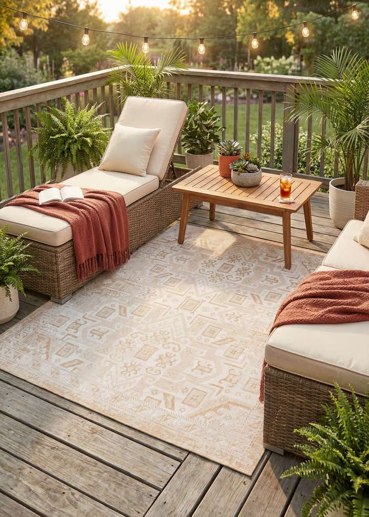 7' 10 x 7' 10 Easy-Clean Aztec Indoor / Outdoor Square Rug