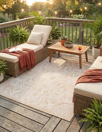 7' 10 x 7' 10 Easy-Clean Aztec Indoor / Outdoor Square Rug