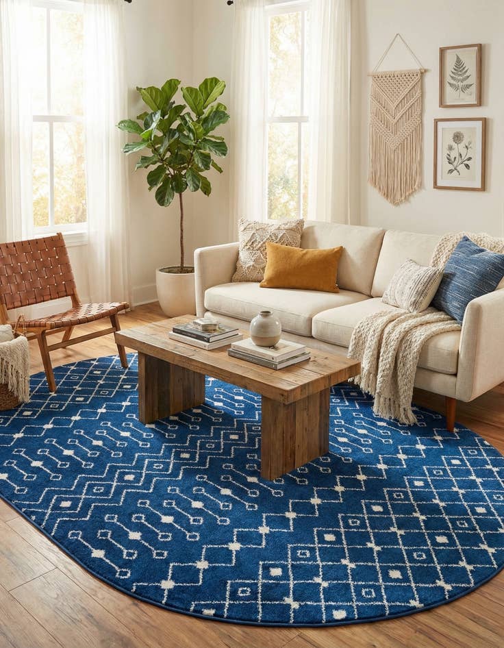 Detail image of  7' 10 x 10' Moroccan Trellis Oval Rug