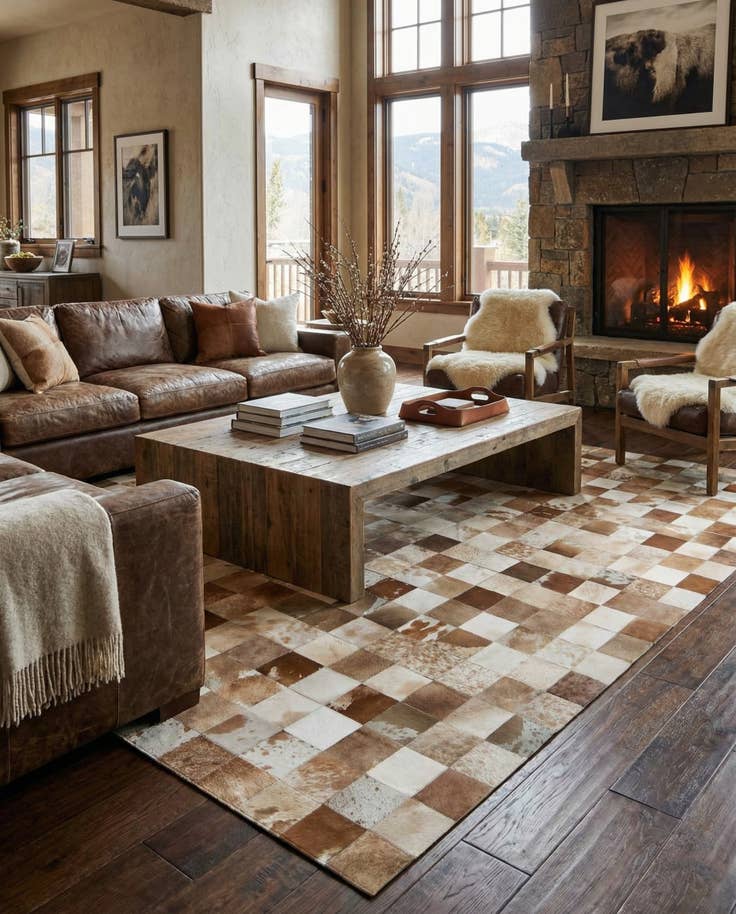 Detail image of 8' x 9' 11 Cowhide - Patchwork Rug