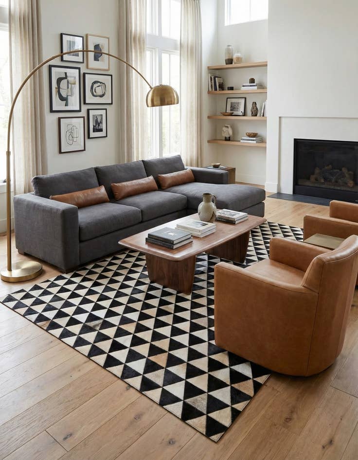 Detail image of 5' 1 x 8' 2 Cowhide Stocks Rug