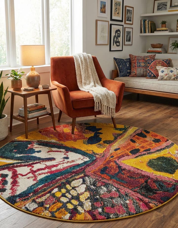 5' 3 x 5' 3 Washable Haerfest Round Rug