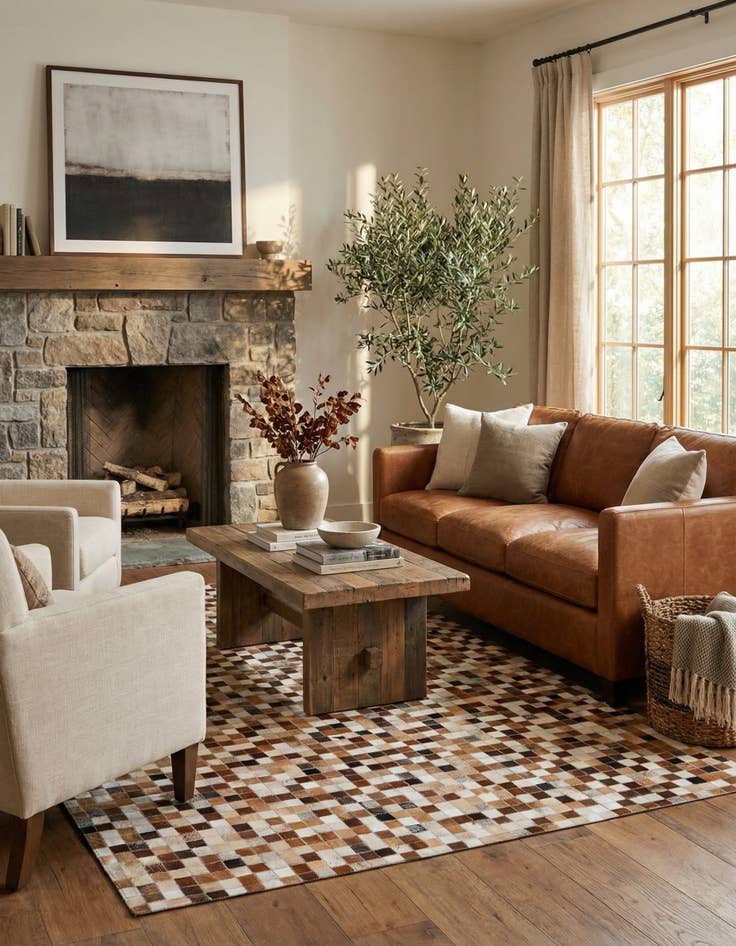 Detail image of 5' 1 x 7' 11 Cowhide Stocks Rug