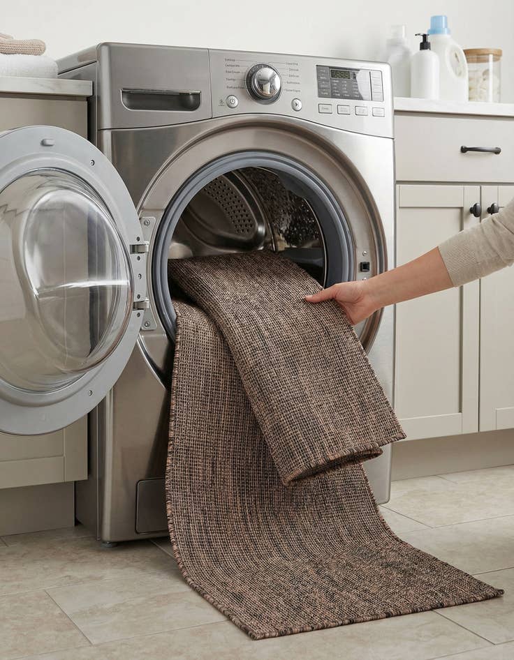 Detail image of 2' x 8'  Washable Solid Indoor / Outdoor Runner Rug