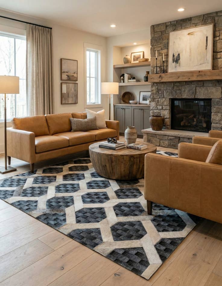 Detail image of 5' 4 x 7' 10 Cowhide - Patchwork Rug