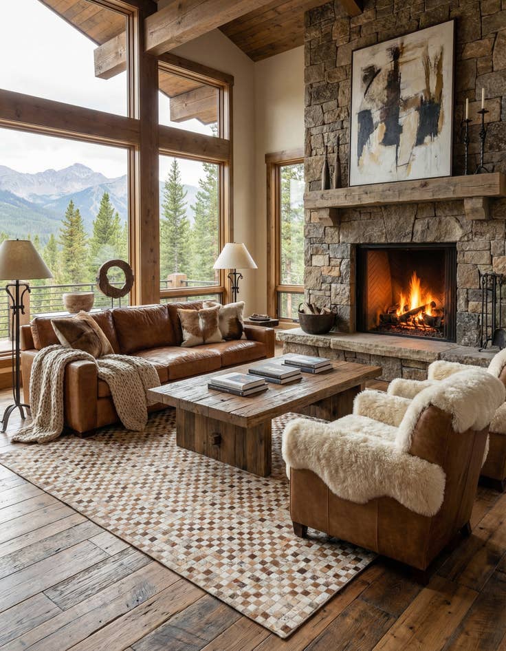 Detail image of  8' 1 x 10' Cowhide Leather Rug