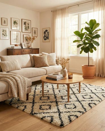  6' x 6' Lattice Shag Square Rug