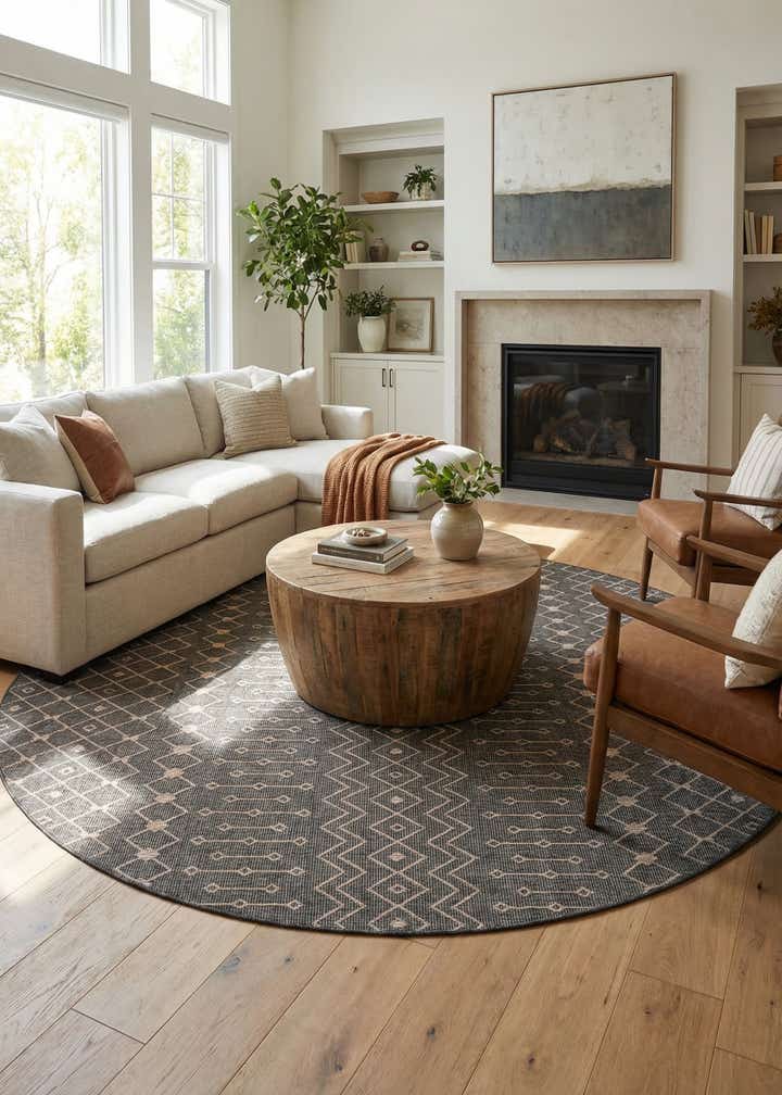 13' x 13' Easy-Clean Trellis Indoor / Outdoor Round Rug