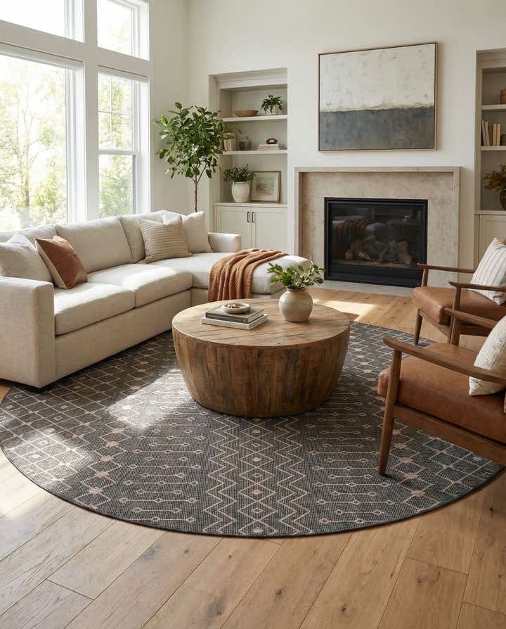 13' x 13' Easy-Clean Trellis Indoor / Outdoor Round Rug