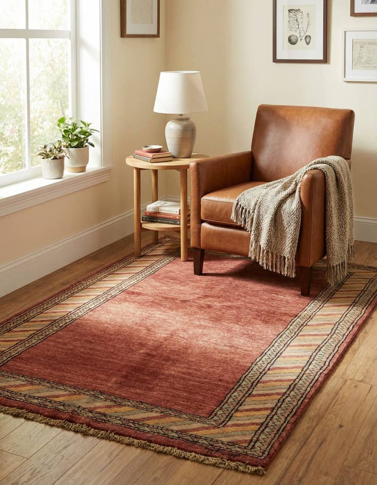 Detail image of  3' 2 x 4' 9  Hand Knotted Kashkuli Gabbeh Oriental Wool Rug