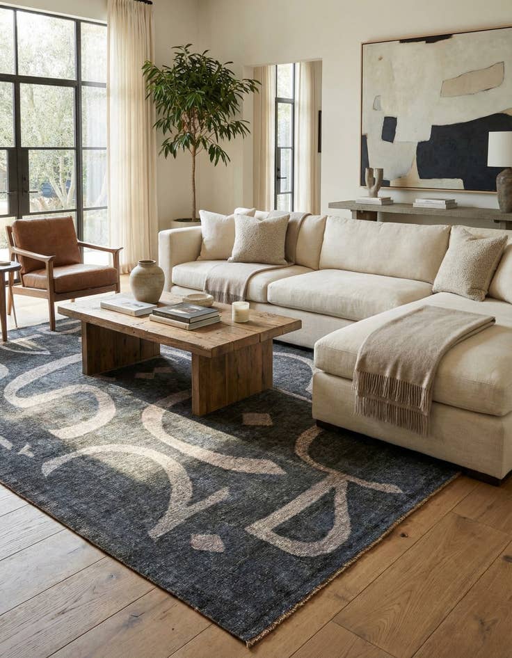 Detail image of 6' 8 x 9'  Hand Knotted Ultra Vintage Persian Wool Rug