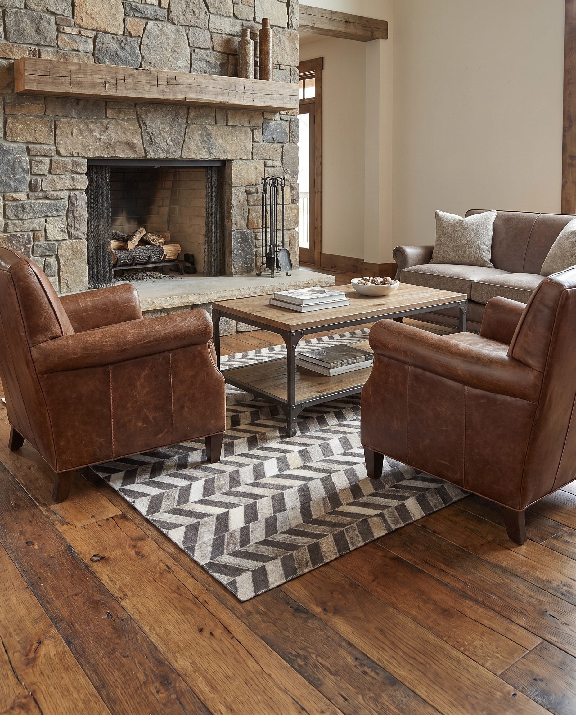 4' x 5' 5 Cowhide Leather Rug