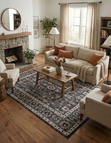 Charcoal Gray Eco Traditional Rug
