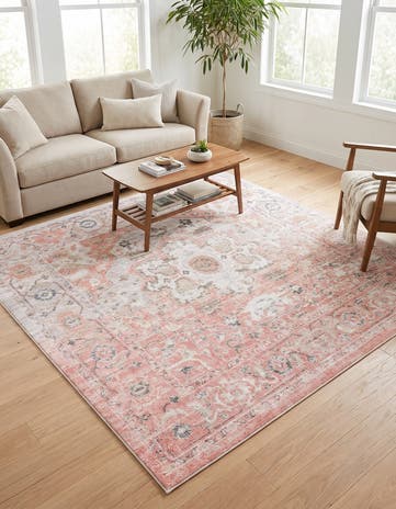 Rose Pink Madeline Vintage Square Rug