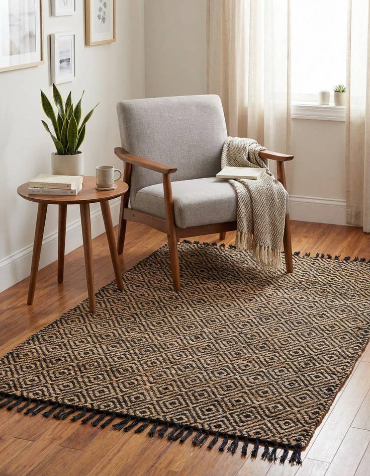 Detail image of  4' 1 x 6' 1  Hand Woven Braided Jute Rug