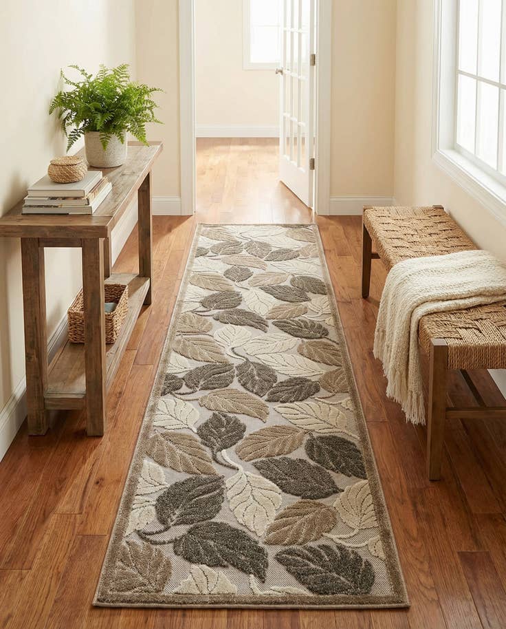 Detail image of 2' 7 x 10' Easy-Clean Botanical Indoor / Outdoor Runner Rug