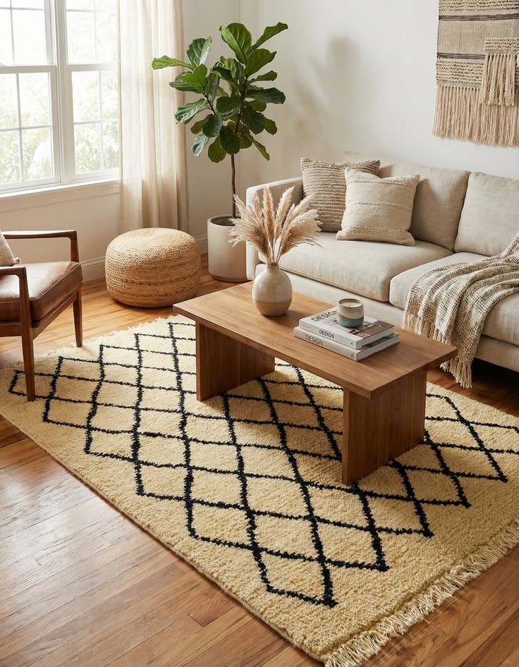 Detail image of  3' 1 x 4' 10  Hand Knotted Moroccan Wool Rug