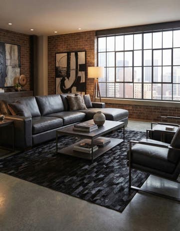 5' x 7' 9 Cowhide Leather Rug