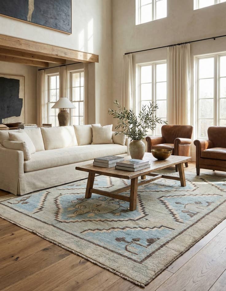 Detail image of 8' 4 x 10'  Hand Knotted Oushak Wool Rug