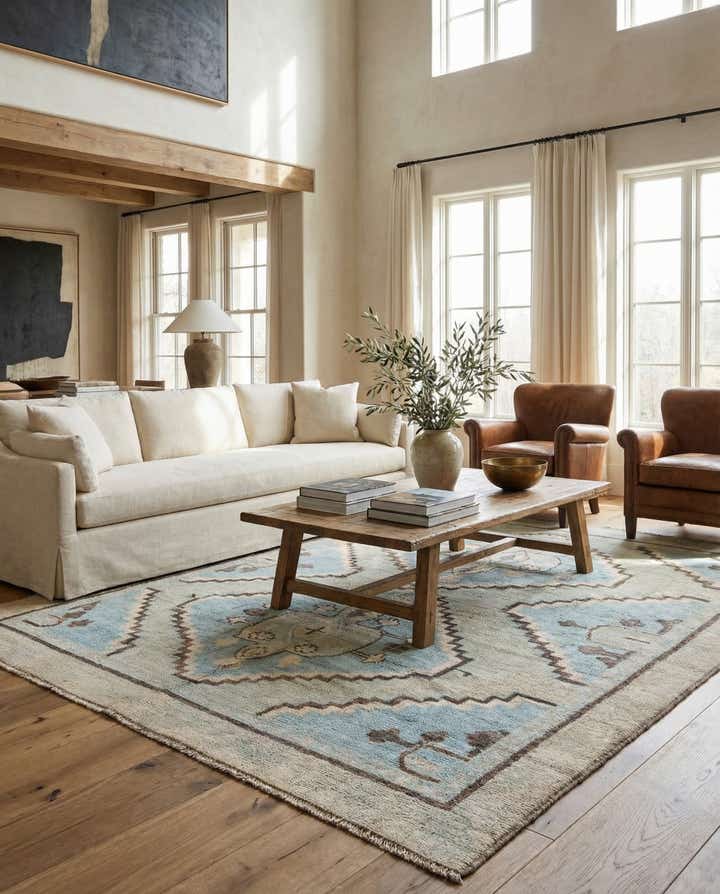 8' 4 x 10' Hand Knotted Oushak Wool Rug