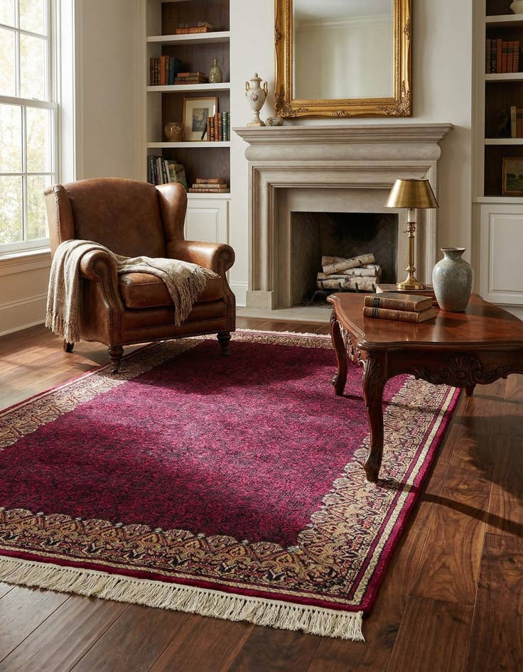 Detail image of 4' x 6' 5  Hand Knotted Mahal Oriental Wool Rug