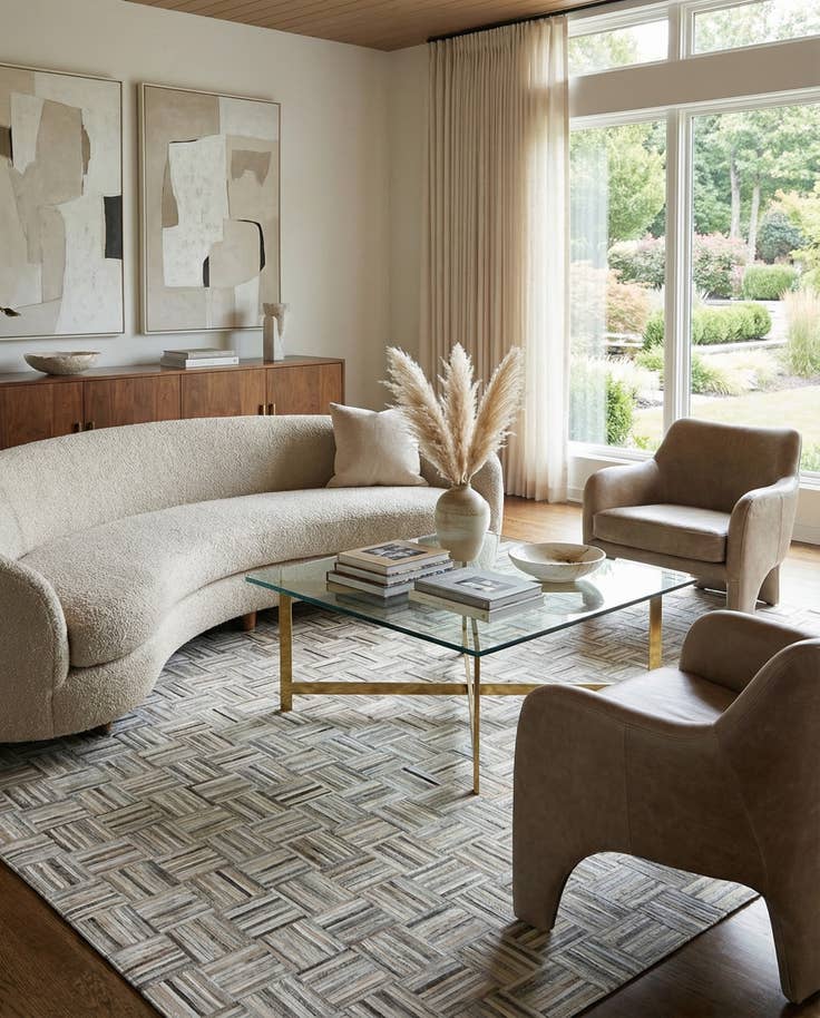 Detail image of 7' 10 x 9' 9 Cowhide Leather Rug