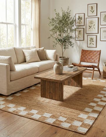 Natural and White Hand Woven Laurel Handwoven Jute Rug
