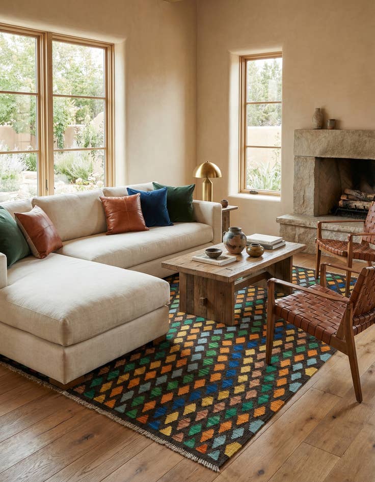 Detail image of 5' 8 x 7' 8  Hand Woven Kilim Modern Wool Rug