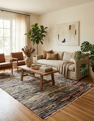 5' 7 x 8' 1 Hand Knotted Moroccan Wool Rug