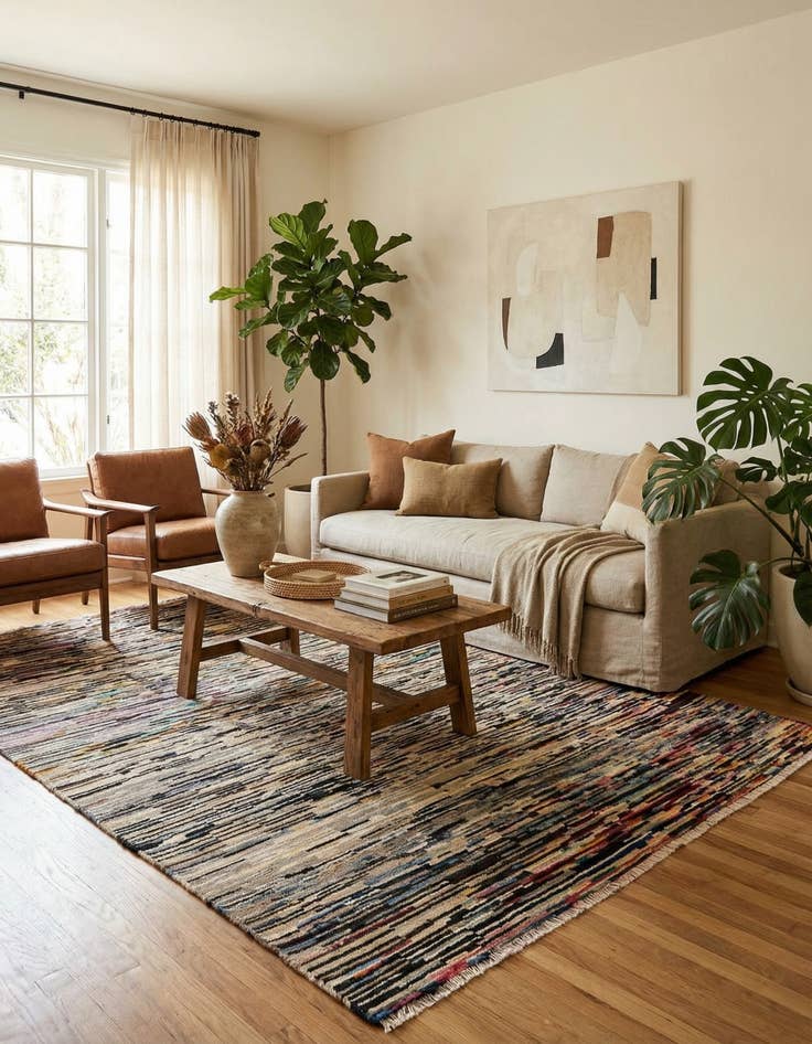 Detail image of 5' 7 x 8' 1  Hand Knotted Moroccan Wool Rug