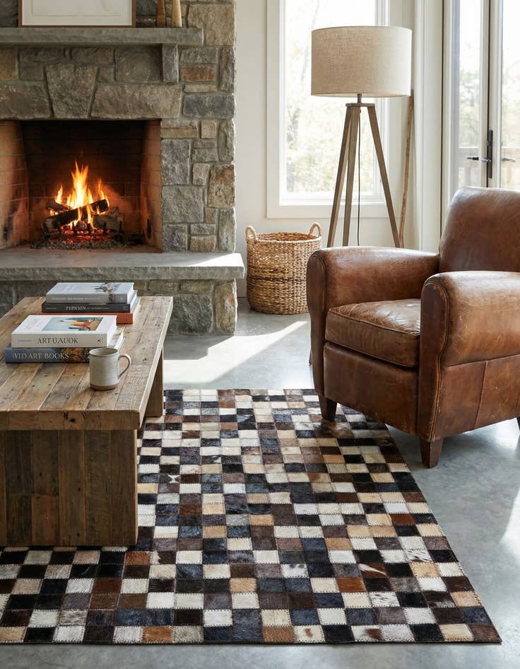 Detail image of 2' x 3' Cowhide Leather Rug