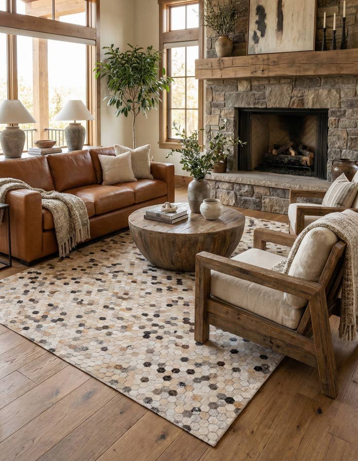 Detail image of 5' 4 x 7' 7 Cowhide Stocks Rug