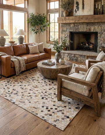 5' 4 x 7' 7 Cowhide Stocks Rug