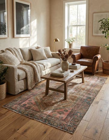 3' 4 x 6' 2 Hand Knotted Ultra Vintage Persian Wool Rug