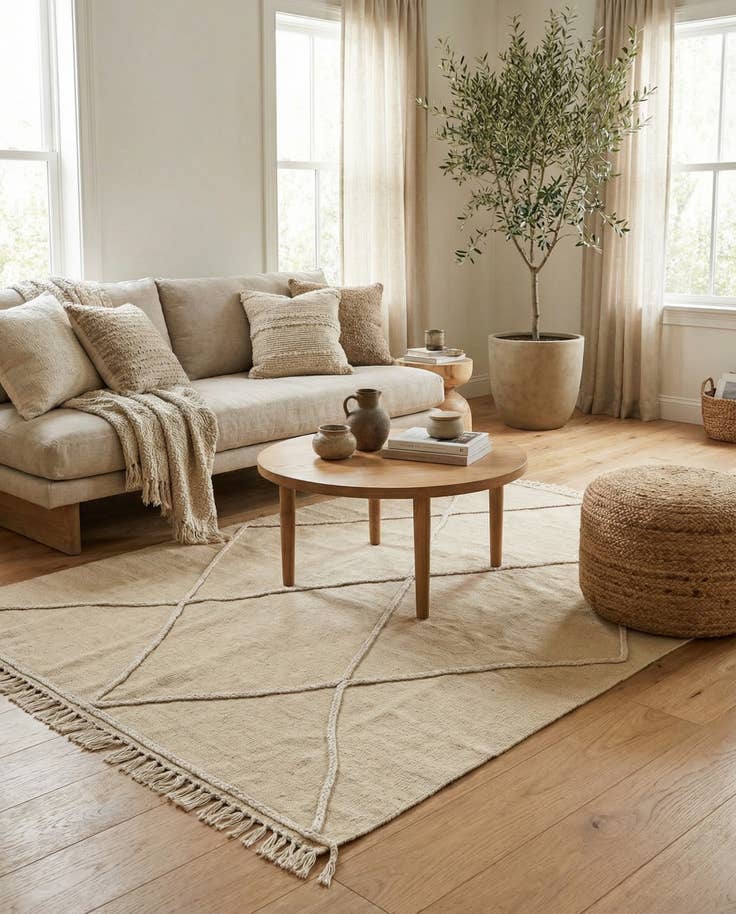 Detail image of 4' 3 x 6' Hand Knotted Moroccan Wool Rug