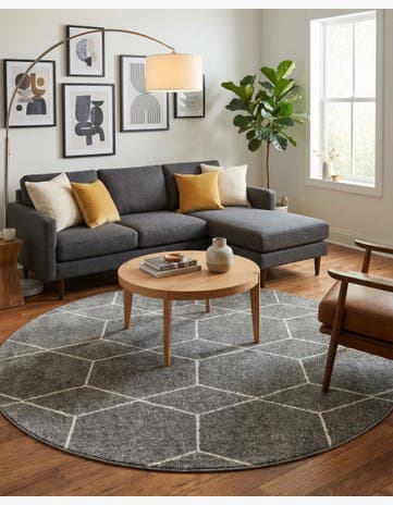 7' x 7' Trellis Frieze Round Rug