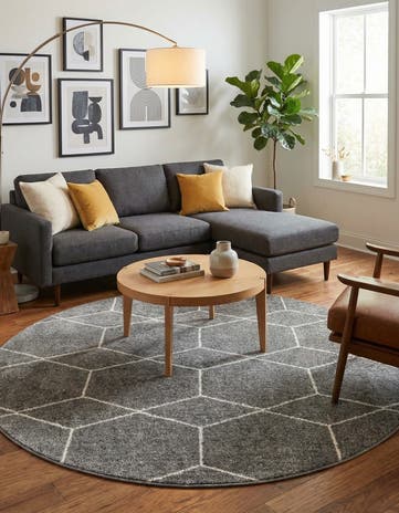 7' x 7' Lattice Frieze Round Rug