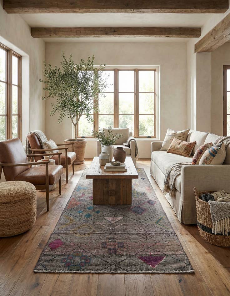 Detail image of 5' 6 x 15' 6  Hand Knotted Moroccan Wool Runner Rug