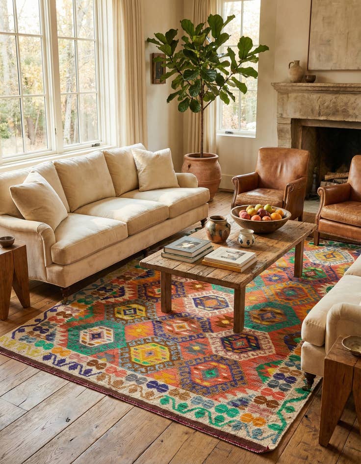 Detail image of 6' 7 x 10' 2  Hand Knotted Darya Wool Rug