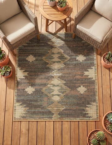 5' 3 x 5' 3 Easy-Clean Baja Indoor / Outdoor Square Rug