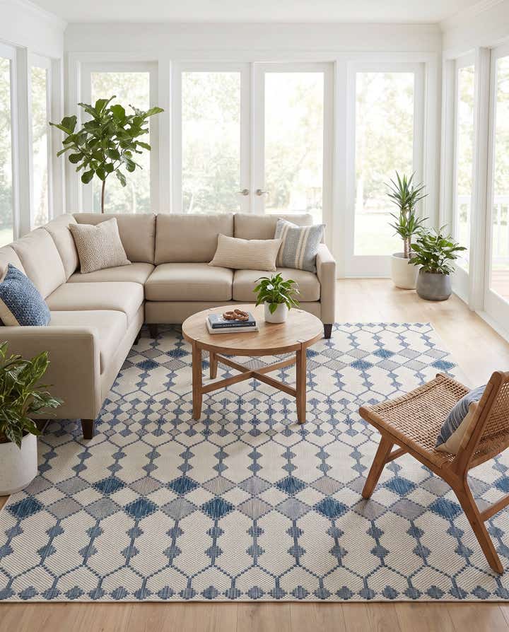 10' x 10' Easy-Clean Trellis Indoor / Outdoor Square Rug
