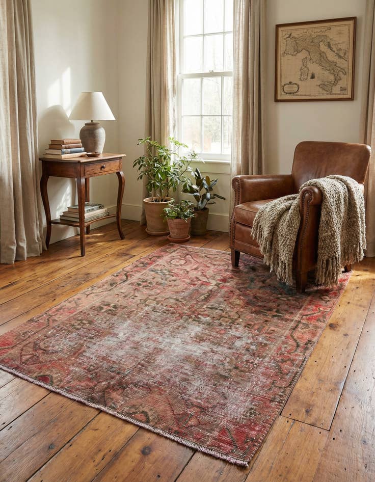 Detail image of  3' 7 x 4' 7  Hand Knotted Ultra Vintage Persian Wool Rug