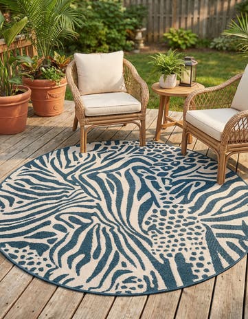 5' x 5' Easy-Clean Safari Indoor / Outdoor Round Rug