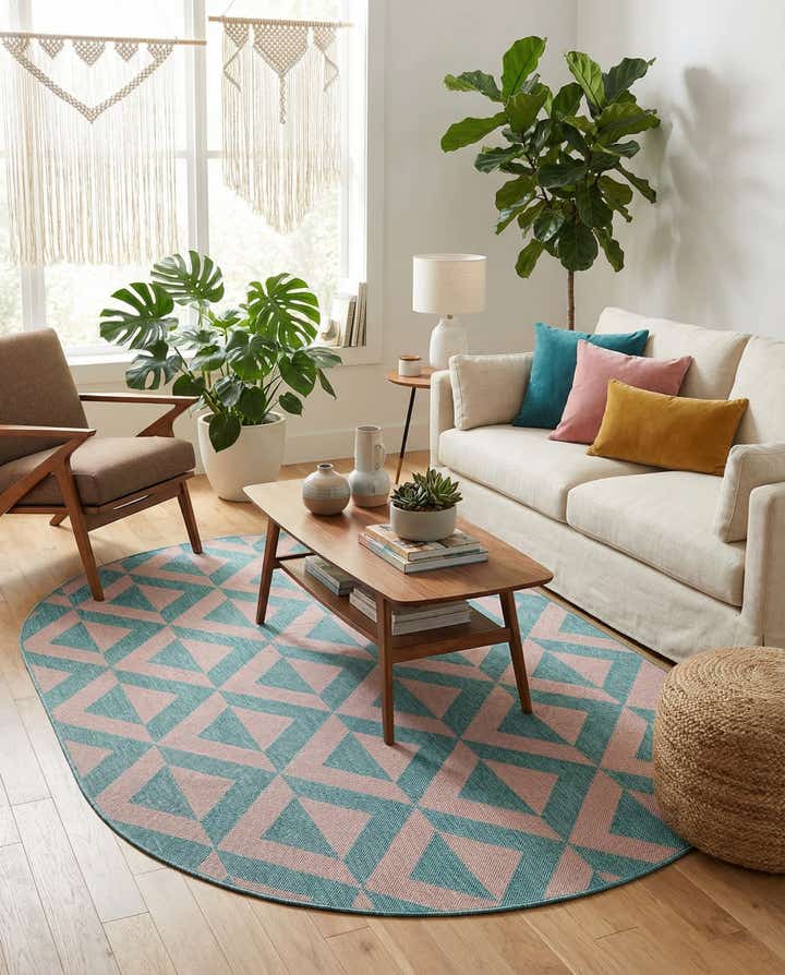 5' 3 x 8' Easy-Clean Jill Zarin Napa Indoor / Outdoor Oval Rug